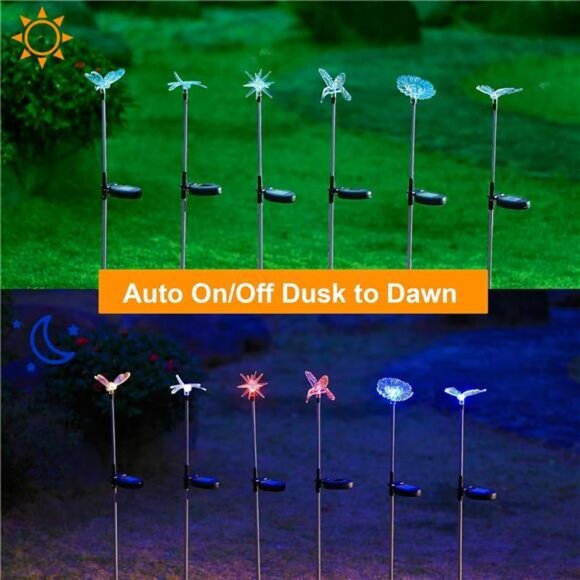 6 Pack Outdoor Solar Figurine Lights, Solar Powered Garden Stake Light - Picture 2 of 8